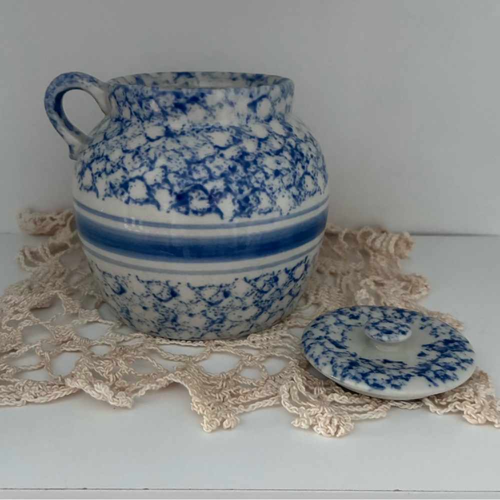 PRESTIGE PLACE Ginger Jar / Bean pot Ceramic Spongeware Vintage Decor